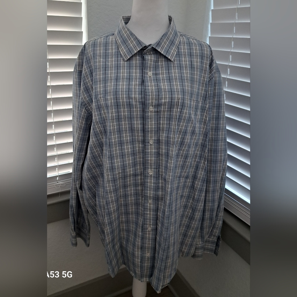 George Men's Light Blue Plaid Button Down Shirt